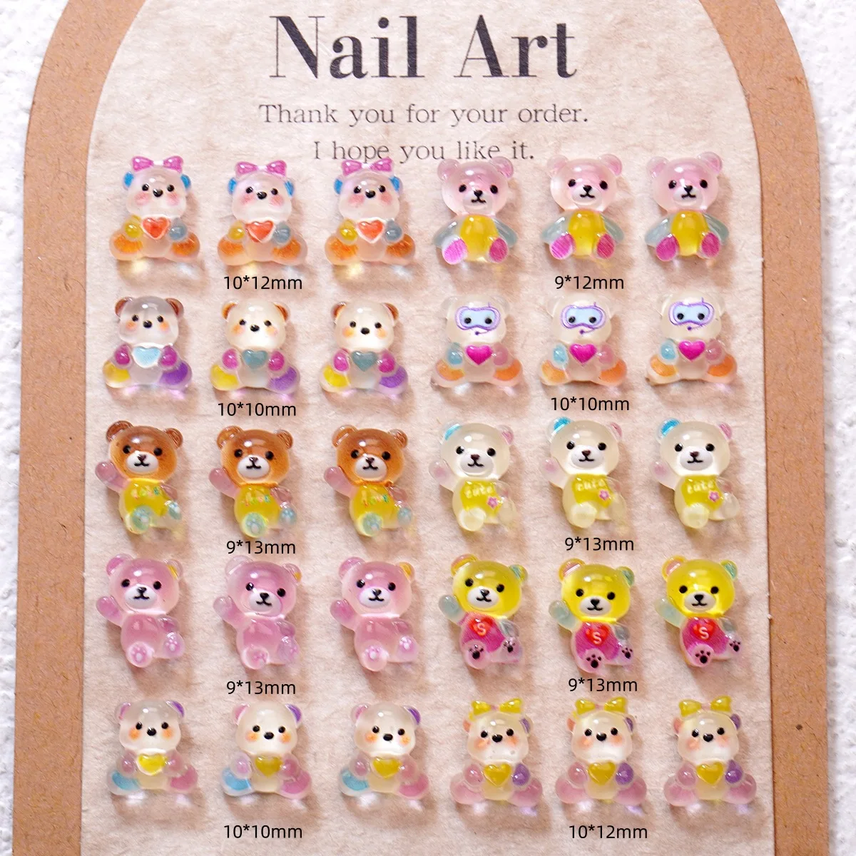50pcs New ice through dopamine bear cartoon nail charms jewelry cute three-dimensional wearing nail accessories DIY material acc
50pcs New ice through dopamine bear cartoon nail charms jewelry cute three-dimensional wearing nail accessories DIY material acc