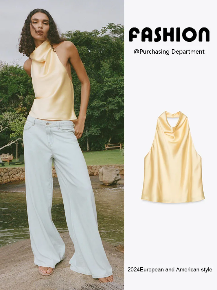 New Summer Women's Silk Satin Bal Collar Hanging Neline Top Faionable Ele Quali Sense Ethnic Stage Costume
New Summer Women's Silk Satin Bal Collar Hanging Neline Top Faionable Ele Quali Sense Ethnic Stage Costume