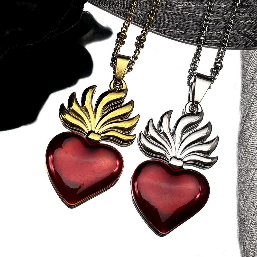 Vintage Christian Sacred Heart of Jesus Necklace for Women Men Red Enamel Stainless Steel Gold Color Catholic Chain Jewelry
Vintage Christian Sacred Heart of Jesus Necklace for Women Men Red Enamel Stainless Steel Gold Color Catholic Chain Jewelry