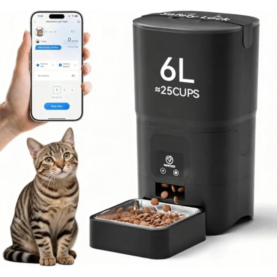 Automatic Cat Feeder with App 2.4G WiFi Cat Food Dispenser 6L Timed Cat Feeder for Dry Food 10 Meals/Day 12 Portions/Meal Dual
Automatic Cat Feeder with App 2.4G WiFi Cat Food Dispenser 6L Timed Cat Feeder for Dry Food 10 Meals/Day 12 Portions/Meal Dual