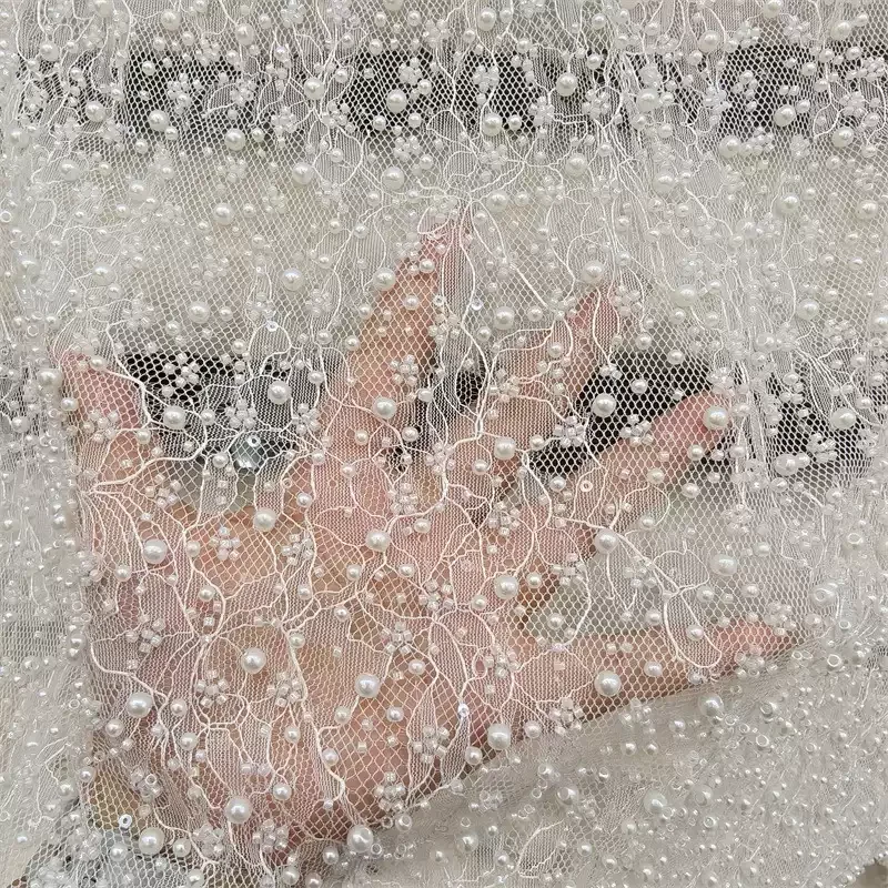 1yard White Pearl Beaded Lace Fabric Texture Fabric cloth for Dress Curtain Making Clothing Designer Fabric for patchwork
1yard White Pearl Beaded Lace Fabric Texture Fabric cloth for Dress Curtain Making Clothing Designer Fabric for patchwork