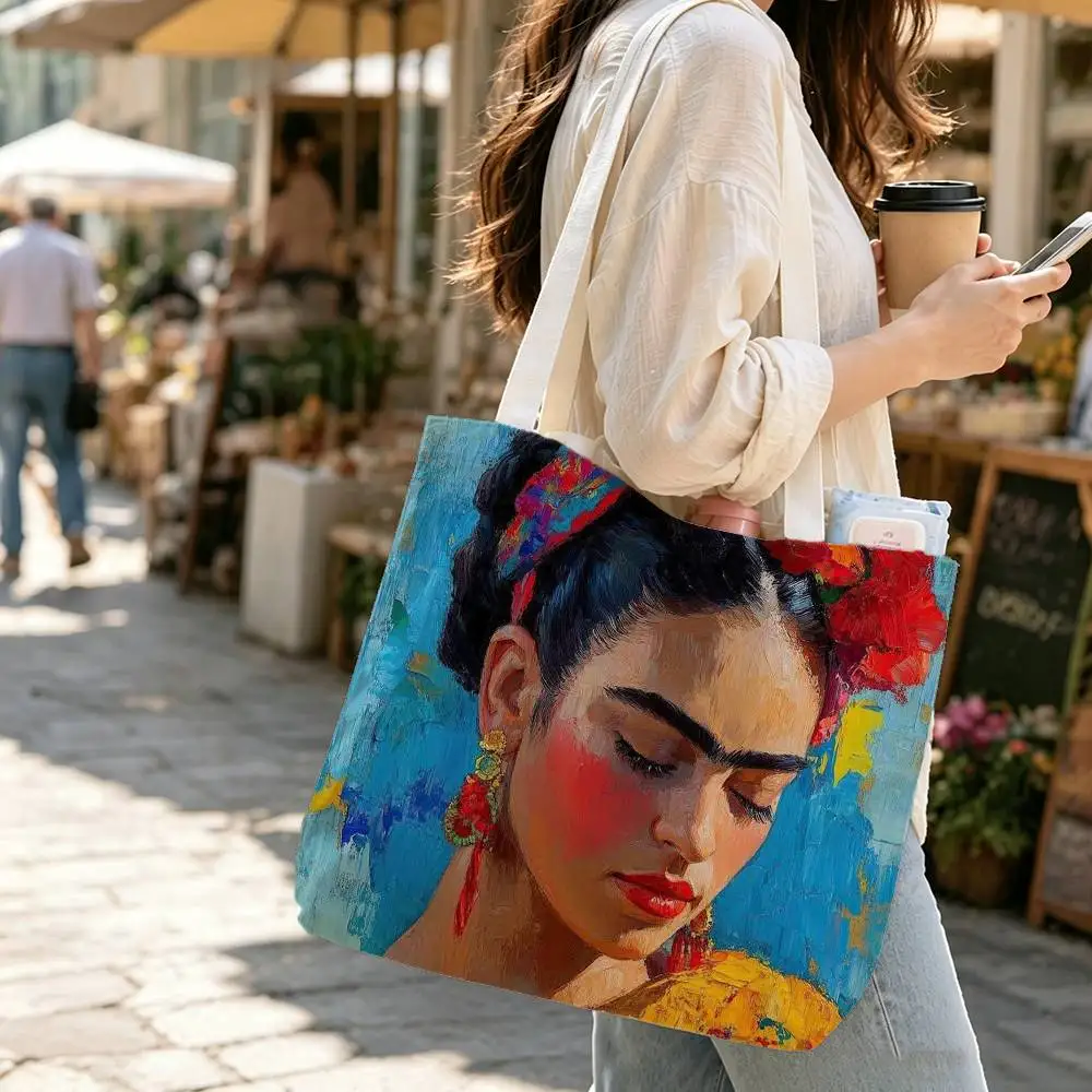 Iconic Mexican Artist F-Frida Kahlos Large Capacity Cotton Polyester Shoulder Tote Bag Zipper Handbag for Shopping Daily Use
Iconic Mexican Artist F-Frida Kahlos Large Capacity Cotton Polyester Shoulder Tote Bag Zipper Handbag for Shopping Daily Use