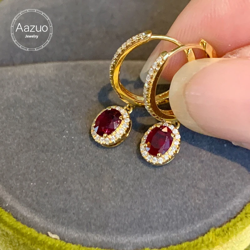 Aazuo Fine Jewelry 18k Yellow Gold Natural Ruby Diamond Lovely lucky Hook Earrings Gifted For Women Engagement Wedding Party
Aazuo Fine Jewelry 18k Yellow Gold Natural Ruby Diamond Lovely lucky Hook Earrings Gifted For Women Engagement Wedding Party
