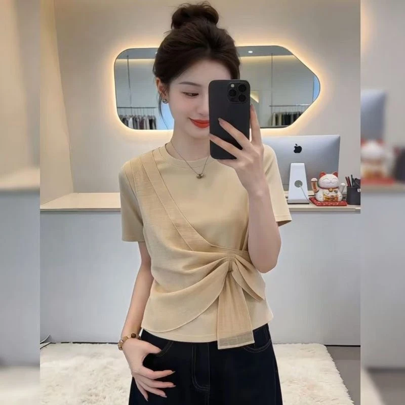 Summer 2026 plus Size Women's T-Shirt Short Sleeve Patchwork Design Belly Covering Slimming Top Shoulder Width Regular Length
Summer 2026 plus Size Women's T-Shirt Short Sleeve Patchwork Design Belly Covering Slimming Top Shoulder Width Regular Length