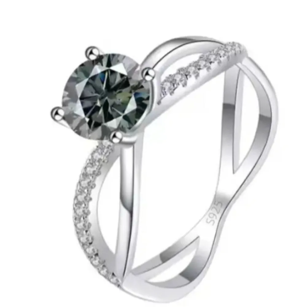BR S925 Sterling Silver 2ct Gray Moissanite Ring with Teal Moissanite Accent, D VVS1 Exquisite Fine Jewelry
BR S925 Sterling Silver 2ct Gray Moissanite Ring with Teal Moissanite Accent, D VVS1 Exquisite Fine Jewelry