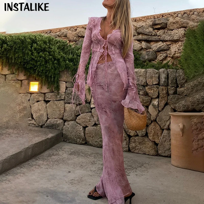 InstaLike-Женский шифоновый топ с длинным рукавом, зеленая Макси-юбка, облегающее платье, сексуальные комплекты из 2 предметов, пляжная одежда, Клубная одежда, принт Y2K
InstaLike-Женский шифоновый топ с длинным рукавом, зеленая Макси-юбка, облегающее платье, сексуальные комплекты из 2 предметов, пляжная одежда, Клубная одежда, принт Y2K