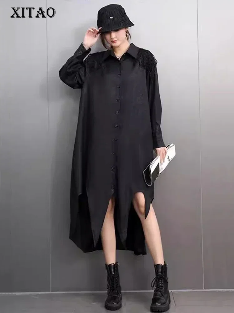 XITAO Turn-down Collar Solid Color Long Sleeve A-line Casual Dress Irregular Lace Design Style Loose Spring Women Dress GMM1051
XITAO Turn-down Collar Solid Color Long Sleeve A-line Casual Dress Irregular Lace Design Style Loose Spring Women Dress GMM1051