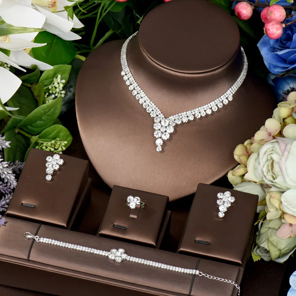 HIBRIDE Beautiful White Bling Cubic Zirconia Dubai Bridal Jewelry Sets For Women Wedding Party Dress Accessories N-1436
HIBRIDE Beautiful White Bling Cubic Zirconia Dubai Bridal Jewelry Sets For Women Wedding Party Dress Accessories N-1436
