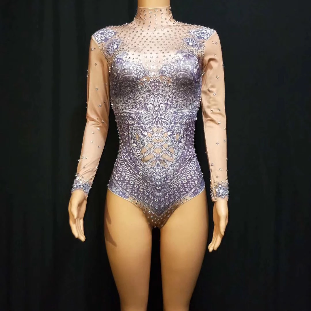 Women Print Skinny Long Sleeve Purple Pole Dancing Bodysuits Nightclub Singer Stage Wear
Women Print Skinny Long Sleeve Purple Pole Dancing Bodysuits Nightclub Singer Stage Wear