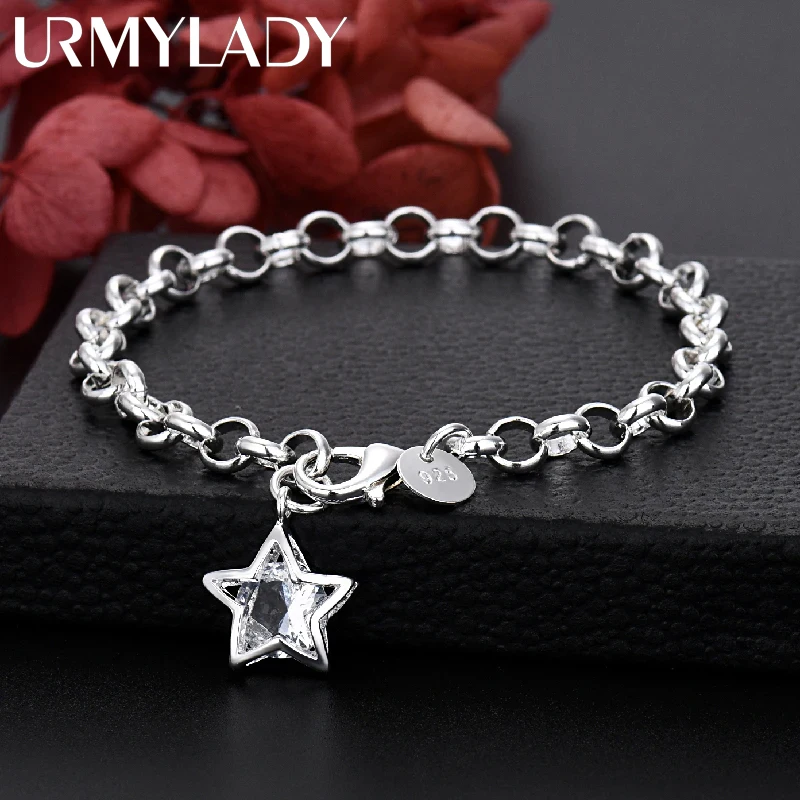 Classic 925 Sterling Silver Shining Crystal Star Bracelets for women Fashion original designer party wedding Jewelry gifts
Classic 925 Sterling Silver Shining Crystal Star Bracelets for women Fashion original designer party wedding Jewelry gifts