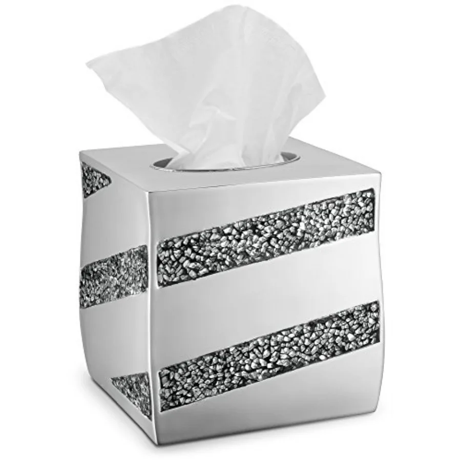Silver Mosaic Tissue Box Cover Square - Decorative Tissue Box Holder for Bathroom with Durable Bottom Slider, Beautiful Silver
Silver Mosaic Tissue Box Cover Square - Decorative Tissue Box Holder for Bathroom with Durable Bottom Slider, Beautiful Silver