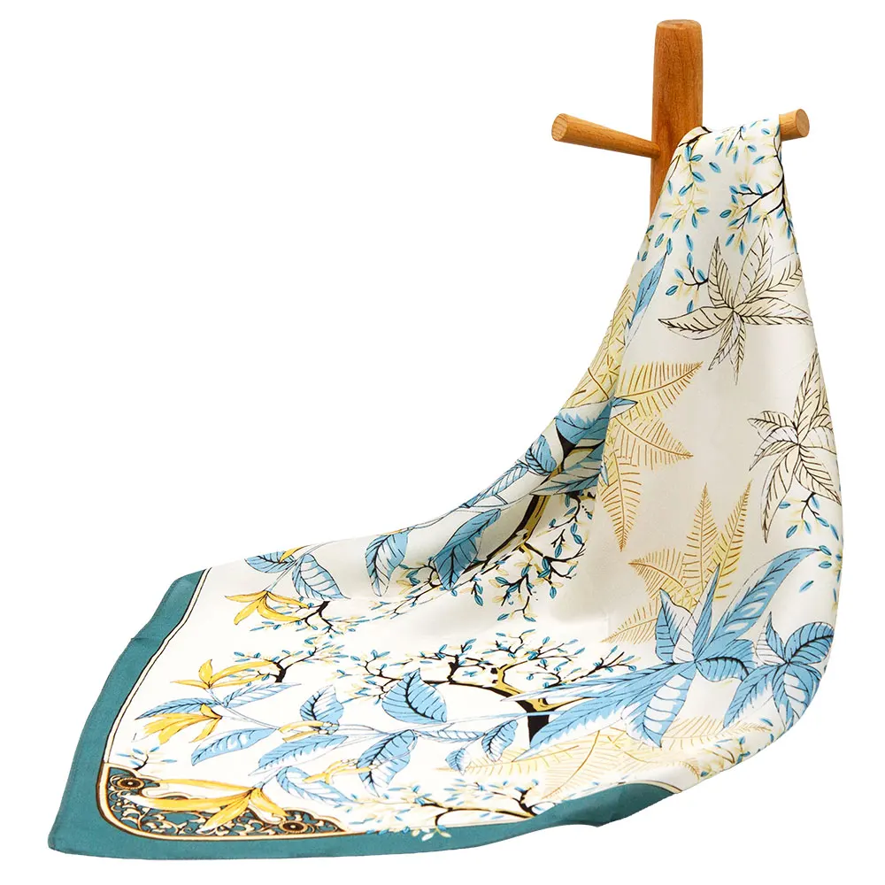 53cm 100% Real Natural Silk Scarf Women Bandana Tropical Botanical Leaf Print Square Head Luxury Neck Foulard Elegant Hair Wrap
53cm 100% Real Natural Silk Scarf Women Bandana Tropical Botanical Leaf Print Square Head Luxury Neck Foulard Elegant Hair Wrap