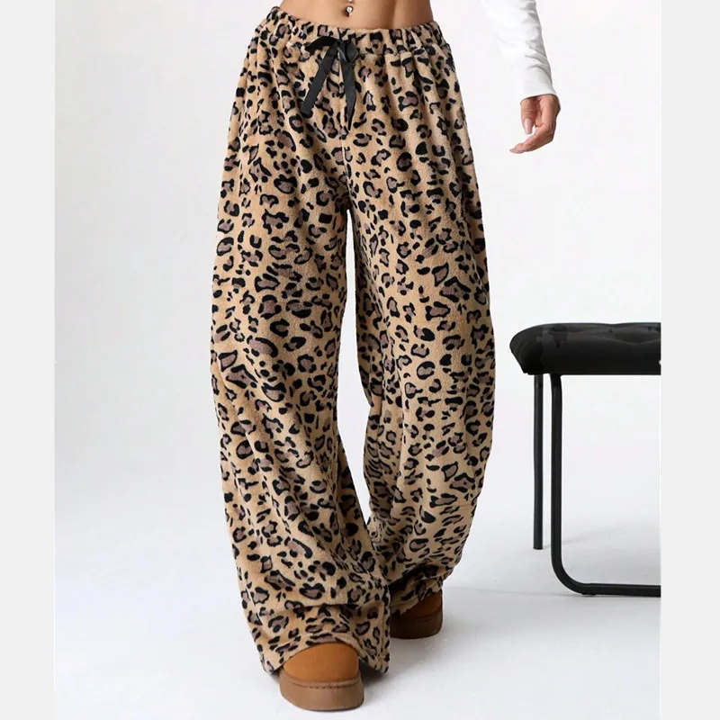 Women Casual Trousers Elastic Waistband Drawstring Tie Pajama Bottoms Leopard Print Wide Leg Lounge Pants
Women Casual Trousers Elastic Waistband Drawstring Tie Pajama Bottoms Leopard Print Wide Leg Lounge Pants