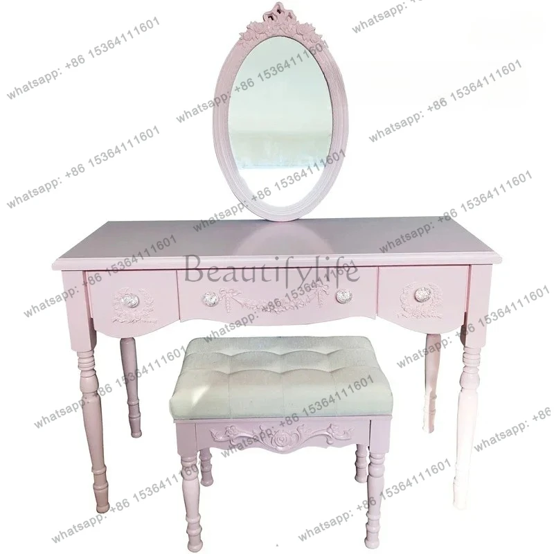Girls Wood Modern Vanity Table Storage Mirror Drawers Luxury Bedroom Dressers Space Saving Penteadeira Quarto Furniture
Girls Wood Modern Vanity Table Storage Mirror Drawers Luxury Bedroom Dressers Space Saving Penteadeira Quarto Furniture