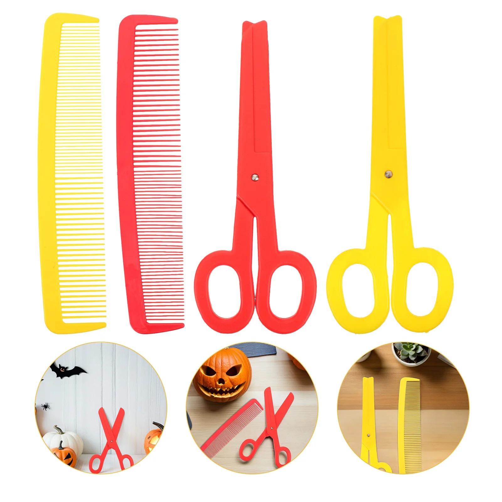 4Pcs Plastic Jumbo Clown Scissors and Giant Comb Set Reusable Carnival Party Props for Cosplay Circus Halloween Decorations
4Pcs Plastic Jumbo Clown Scissors and Giant Comb Set Reusable Carnival Party Props for Cosplay Circus Halloween Decorations