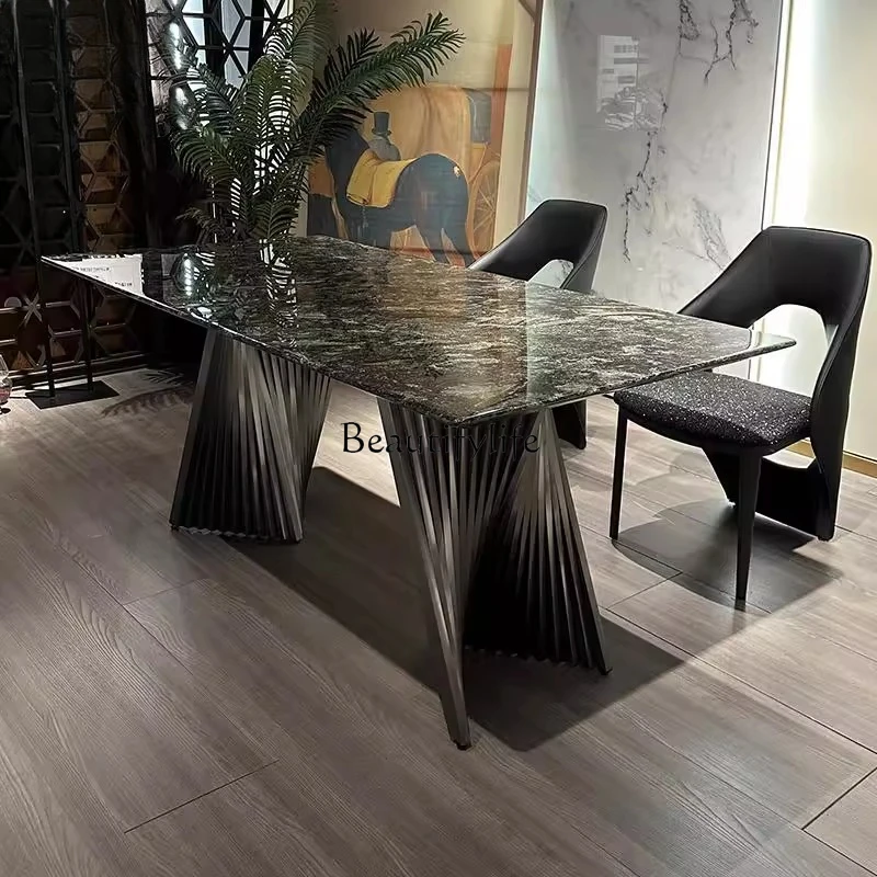 Italian light luxury natural marble platinum diamond luxury stone rectangular dining table household
Italian light luxury natural marble platinum diamond luxury stone rectangular dining table household