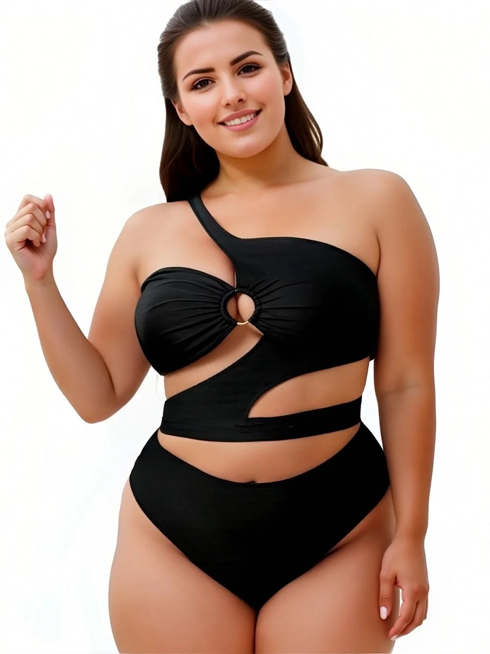 Women's Plus Size Swimwear One Shoulder Cut Out Black Sexy Ladies Swimsuit Fashion Curvy Bikini Set Solid Two Piece Bathing Suit
Women's Plus Size Swimwear One Shoulder Cut Out Black Sexy Ladies Swimsuit Fashion Curvy Bikini Set Solid Two Piece Bathing Suit