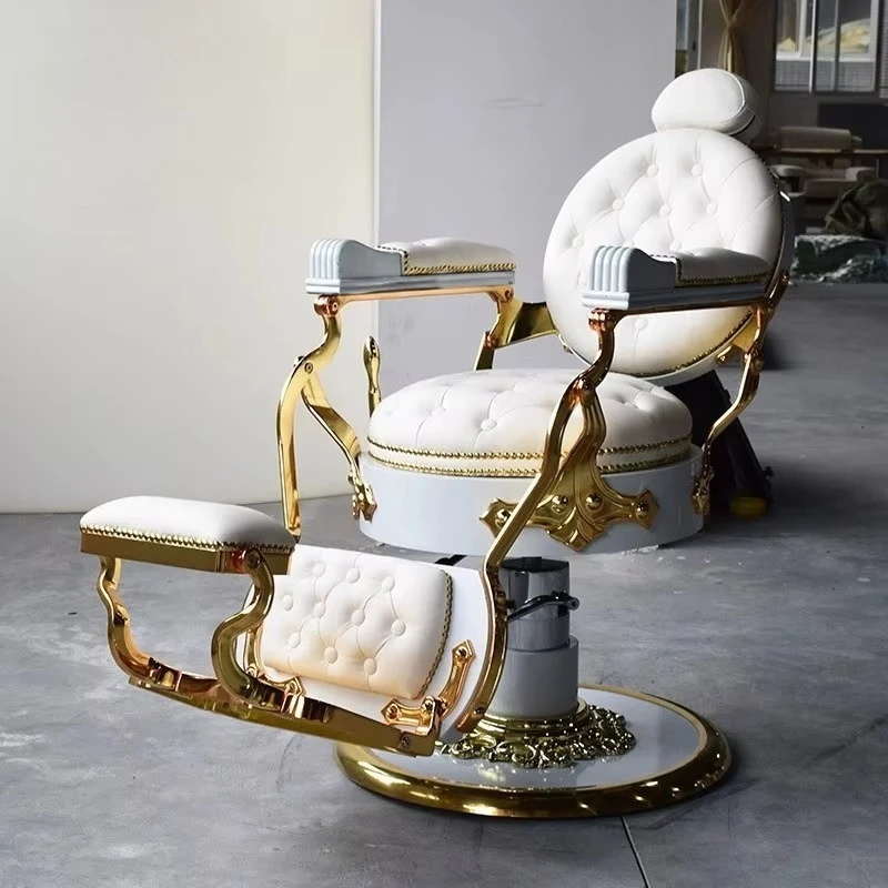 White Gold Hair Salon Hairdressing Chair Luxury Barbershop Furniture Round Base Adjustable Height Hydraulic Pump Barber Chair
White Gold Hair Salon Hairdressing Chair Luxury Barbershop Furniture Round Base Adjustable Height Hydraulic Pump Barber Chair
