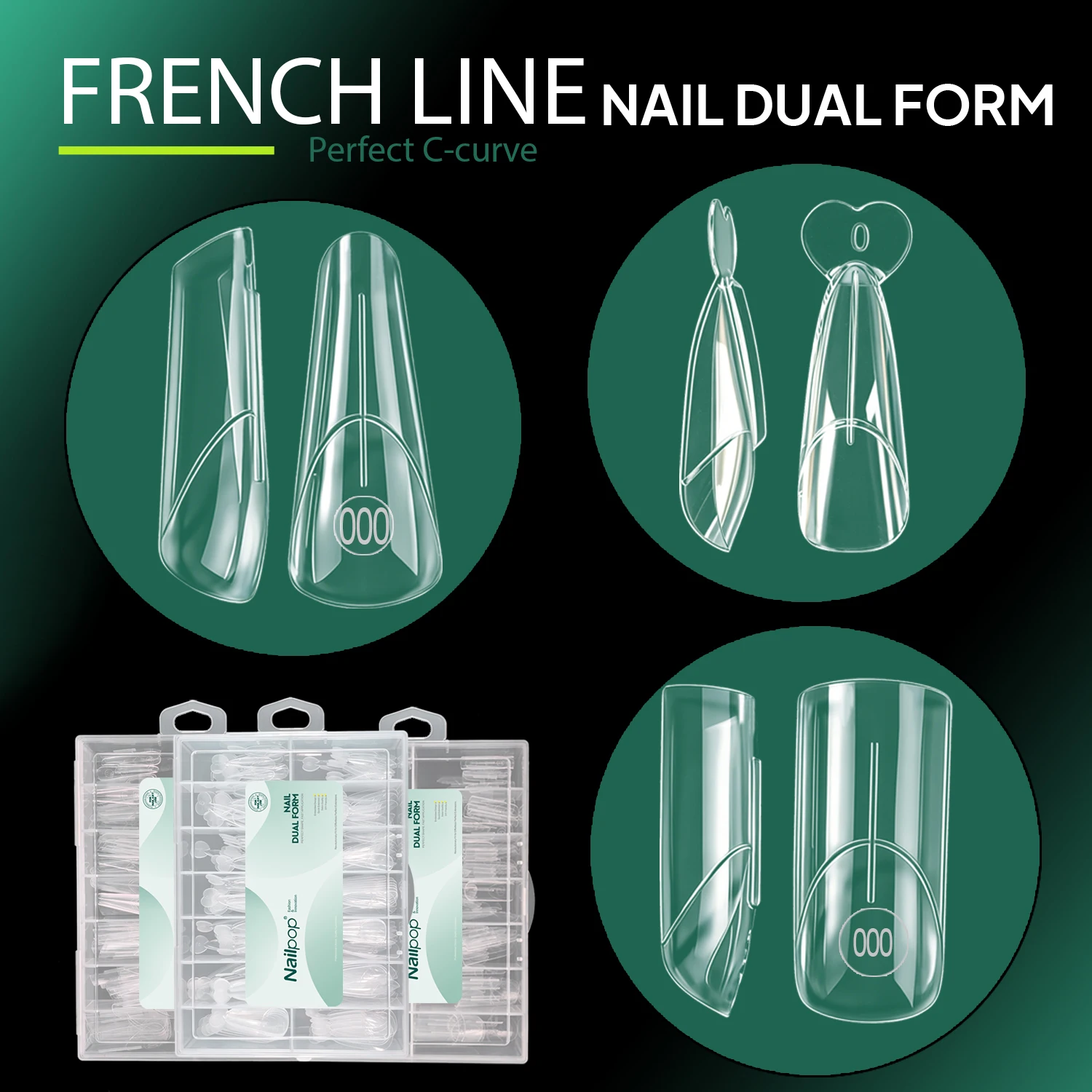 Nailpop 140Pcs Inner French Line Dual Forms Clear Reusable Extension Nail C-Curve Almond Shapes Professional Salon Home 14Sizes
Nailpop 140Pcs Inner French Line Dual Forms Clear Reusable Extension Nail C-Curve Almond Shapes Professional Salon Home 14Sizes