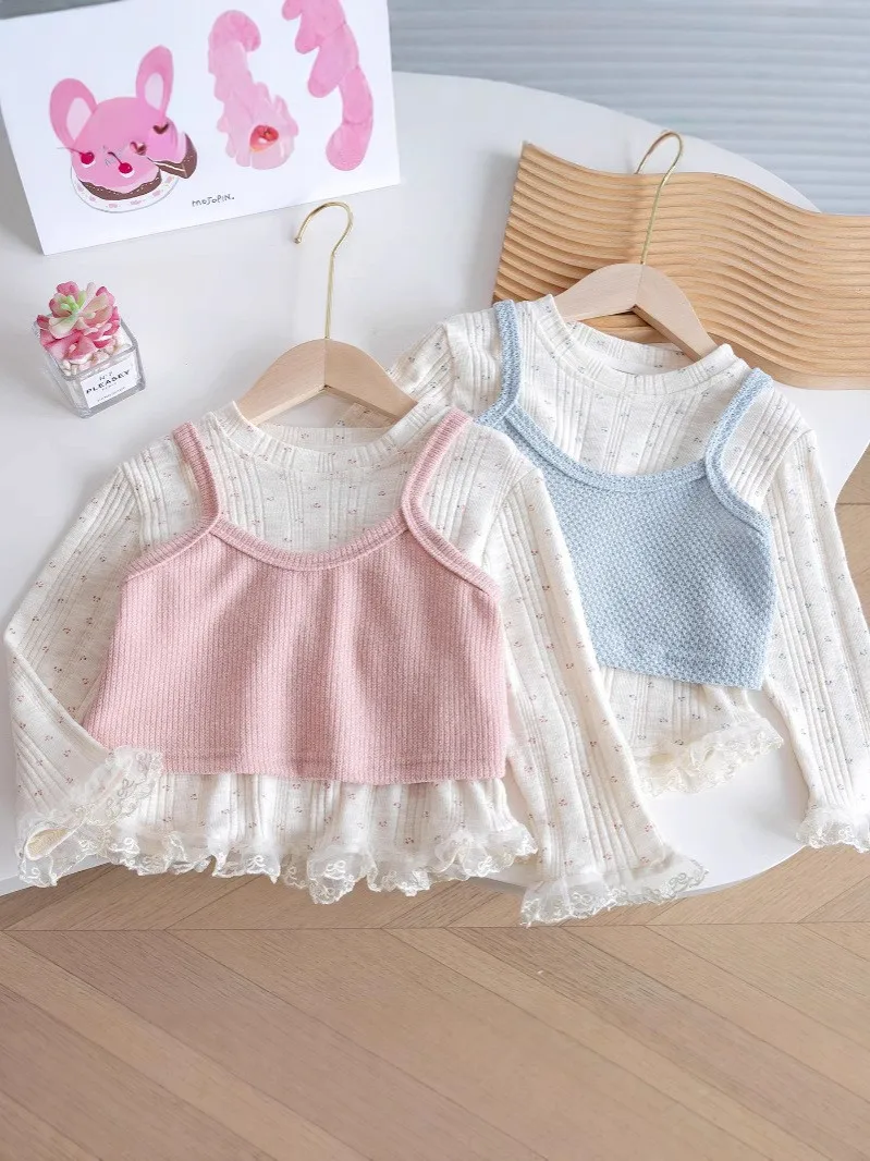 Girls' spring long-sleeved undershirt and vest two-piece set Spring fashion trendy Girls clothings
Girls' spring long-sleeved undershirt and vest two-piece set Spring fashion trendy Girls clothings