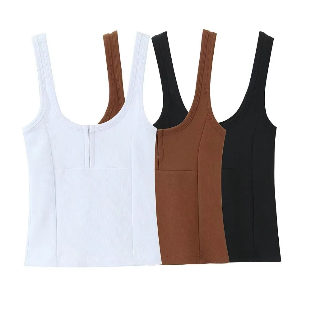ZBZA Women's Slim Fit Simple Vest Round Neck Sleeveless Mid-elastic Front Zipper Solid Color Cropped Top Spring Summer Chic Vest
ZBZA Women's Slim Fit Simple Vest Round Neck Sleeveless Mid-elastic Front Zipper Solid Color Cropped Top Spring Summer Chic Vest