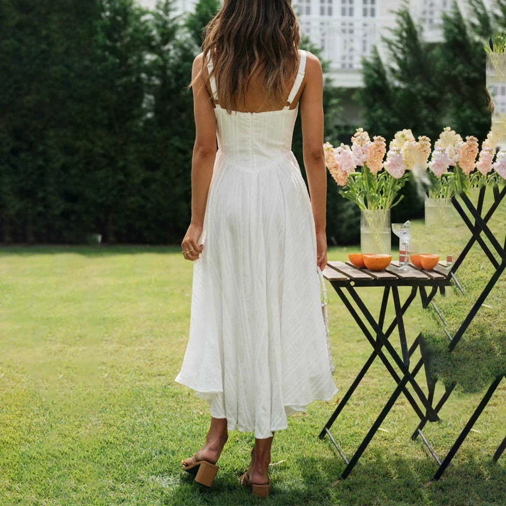 Dress Women Summer Spaghetti Straps Irregular Big Swing White Beach Dress Bohemian Long Dress Lady Sweet Dresses Vestido
Dress Women Summer Spaghetti Straps Irregular Big Swing White Beach Dress Bohemian Long Dress Lady Sweet Dresses Vestido