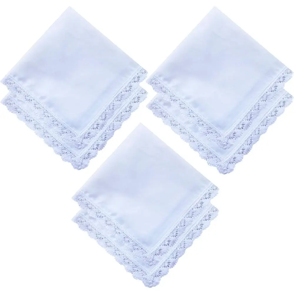 Set of 6 Elegant Embroidered Cotton Handkerchiefs with Lace for Weddings
Set of 6 Elegant Embroidered Cotton Handkerchiefs with Lace for Weddings