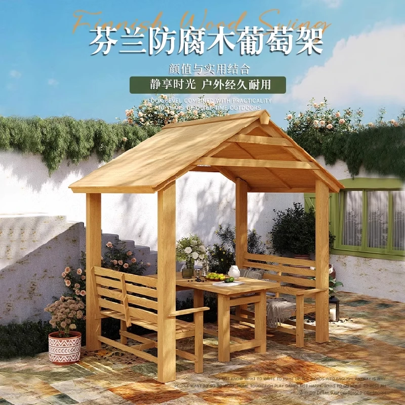 Preservative wood villa gazebo courtyard solid wood grape trellis outdoor rural yard garden log cabin awning
Preservative wood villa gazebo courtyard solid wood grape trellis outdoor rural yard garden log cabin awning