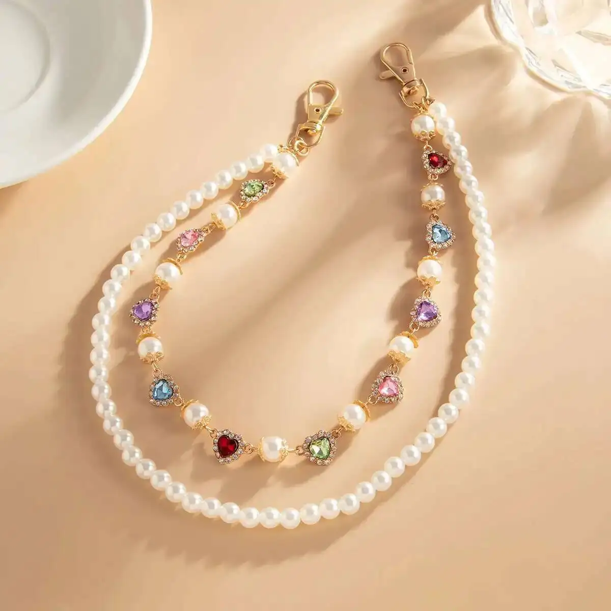 PuRui Punk Hip Hop Imitation Pearl Heart Colorful Rhinestone Waist Chain Creative Double-layer Trousers Pant Chain Rock Jewelry
PuRui Punk Hip Hop Imitation Pearl Heart Colorful Rhinestone Waist Chain Creative Double-layer Trousers Pant Chain Rock Jewelry