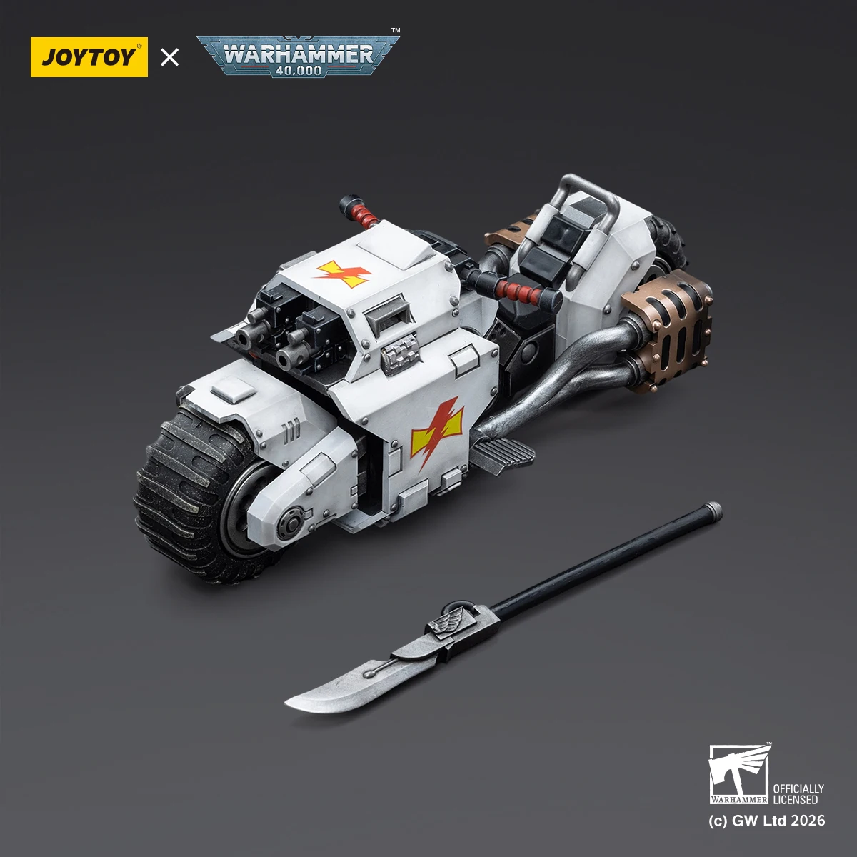 JOYTOY JT4836 1: 18 White Scars Raider-pattern Combat Bike
JOYTOY JT4836 1: 18 White Scars Raider-pattern Combat Bike