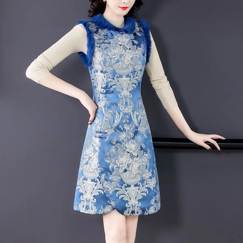 Традиционное китайское платье qipao, бессонное флисовое Хлопковое платье Тан, элегантное китайское восточное платье средней длины на новый год 11747
Традиционное китайское платье qipao, бессонное флисовое Хлопковое платье Тан, элегантное китайское восточное платье средней длины на новый год 11747