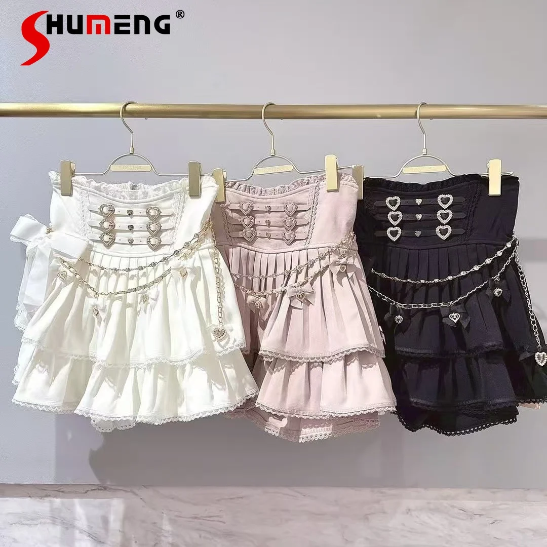 Japanese Mine Style Mass-production Liz Pleated Skirts High Waist Chain Bow Heart Buckle A-line Sweet Versatile Mini Skirt Women
Japanese Mine Style Mass-production Liz Pleated Skirts High Waist Chain Bow Heart Buckle A-line Sweet Versatile Mini Skirt Women