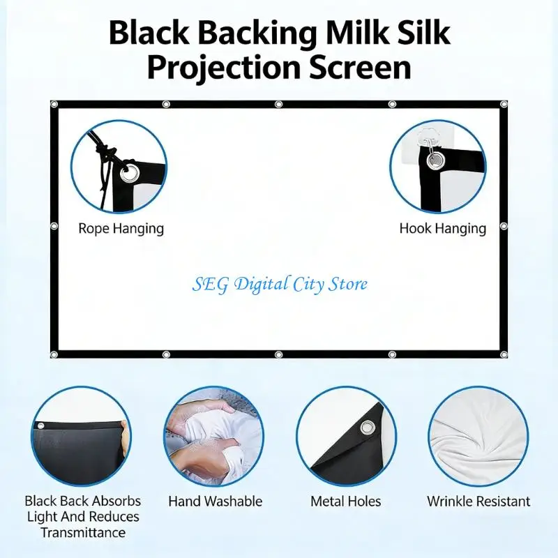 U75B Projector Screen For Indoor and Outdoor 84 100 120 Inches Projection Screen