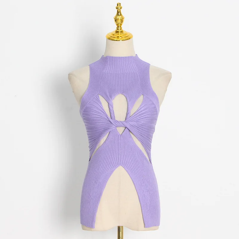 Summer Sexy Sleeveless Knitting Vest Women 2023 Designer High Collar Irregular Tank Tops Sweaters Party Club Clothing
Summer Sexy Sleeveless Knitting Vest Women 2023 Designer High Collar Irregular Tank Tops Sweaters Party Club Clothing