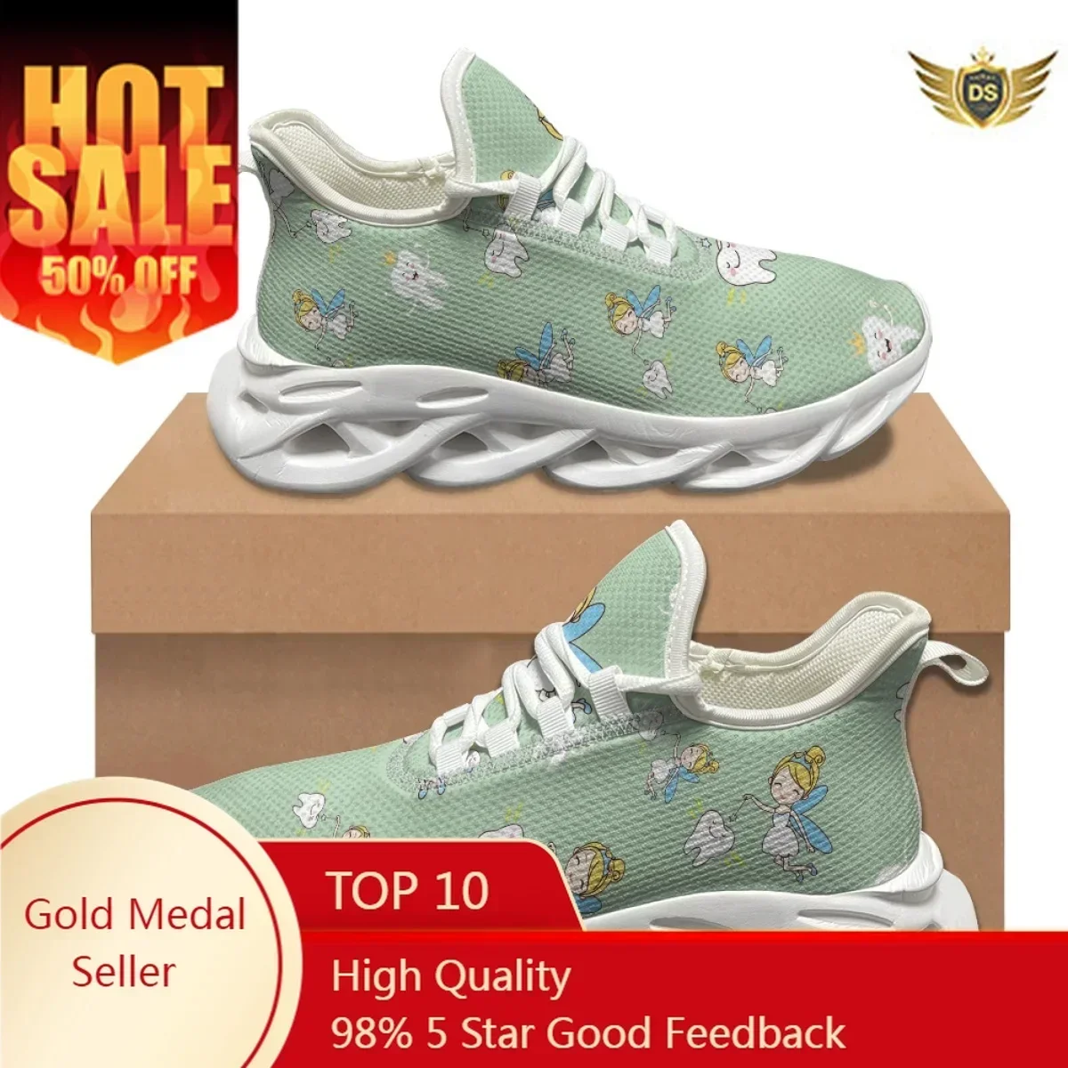 Cartoon Dental Fairy Designer Ladies Sneakers Summer Non-Slip Lightweight Flat Walking Shoes Travel Work Casual Shoes New
Cartoon Dental Fairy Designer Ladies Sneakers Summer Non-Slip Lightweight Flat Walking Shoes Travel Work Casual Shoes New