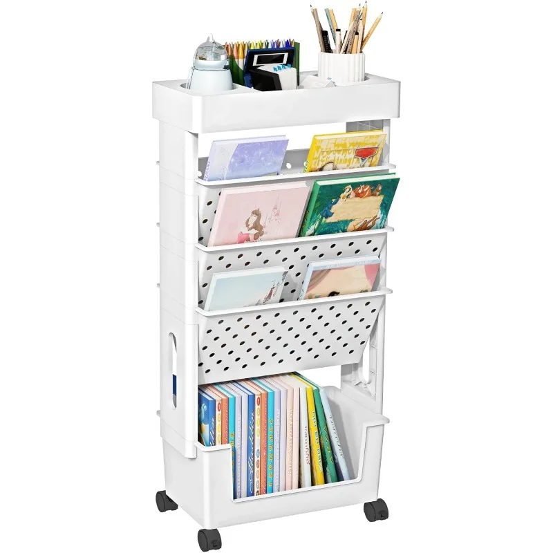 5 Tier Rolling Utility Cart Multi-Functional Movable Storage Book Shelves with Lockable Casters for Study Office
5 Tier Rolling Utility Cart Multi-Functional Movable Storage Book Shelves with Lockable Casters for Study Office