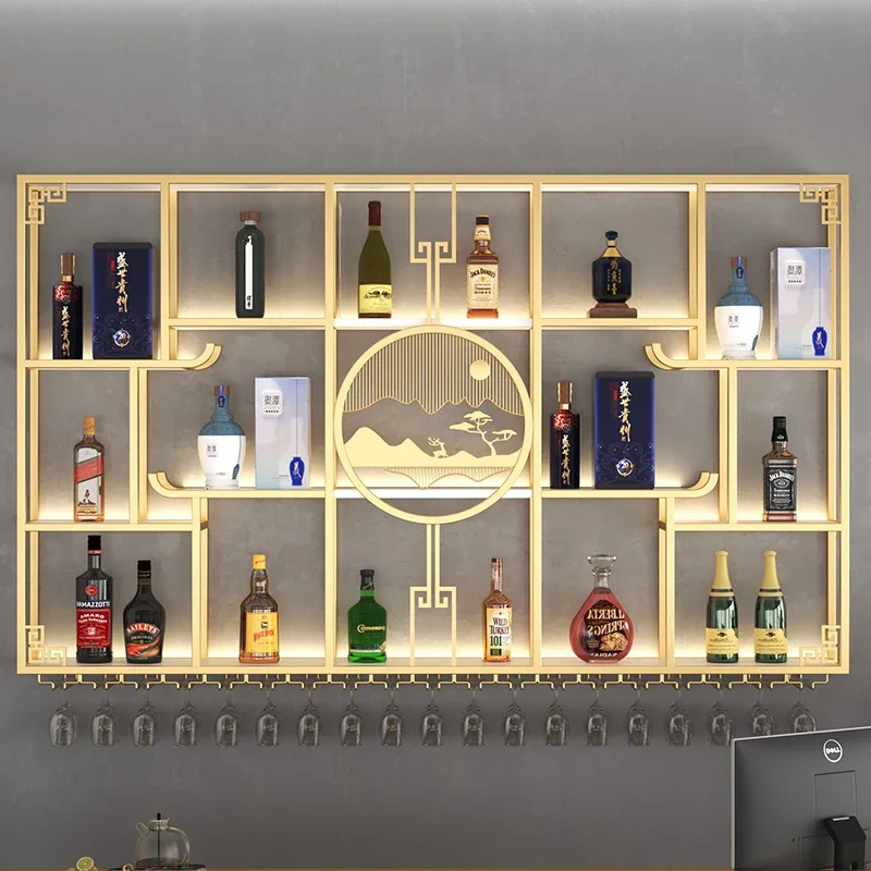 Bar wine cabinet Chinese style wrought iron wall-mounted red wine rack wall-mounted restaurant wine display rack customization
Bar wine cabinet Chinese style wrought iron wall-mounted red wine rack wall-mounted restaurant wine display rack customization
