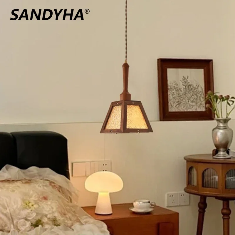SANDYHA Nordic Glass Chandeliers Vintage Walnut Pendant Lights LED Hanging Lamps For Bedroom Living room Dining Table Home Decor
SANDYHA Nordic Glass Chandeliers Vintage Walnut Pendant Lights LED Hanging Lamps For Bedroom Living room Dining Table Home Decor