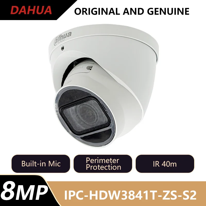Dahua 8MP IR Vari-focal Eyeball IP Camera Human&Vehicle Detection Built-in Mic PoE IP67 Security Protection IPC-HDW3841T-ZS-S2
Dahua 8MP IR Vari-focal Eyeball IP Camera Human&Vehicle Detection Built-in Mic PoE IP67 Security Protection IPC-HDW3841T-ZS-S2
