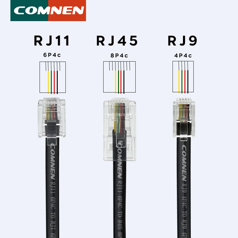 COMNEN RJ9 -RJ9/RJ11-RJ45 Telephone Data Cable 4P4C 6P4C 8P4C Male to Male Modular Data Cord Handset Voice Extension Data Cable
COMNEN RJ9 -RJ9/RJ11-RJ45 Telephone Data Cable 4P4C 6P4C 8P4C Male to Male Modular Data Cord Handset Voice Extension Data Cable