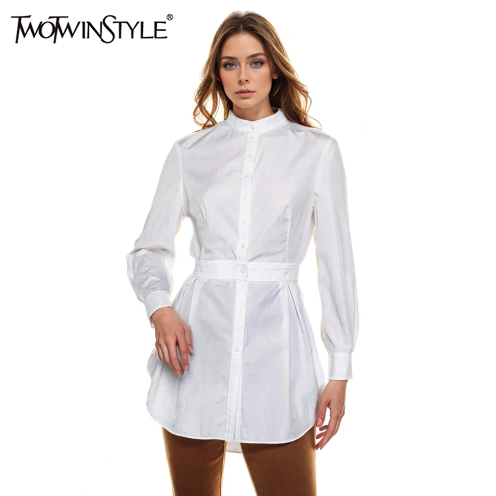 TWOTWINSTYLE Solid Minimalist Dresses For Womern Lapel Long Sleeve High Waist Spliced Single Breasted Slimming Dress Female New
TWOTWINSTYLE Solid Minimalist Dresses For Womern Lapel Long Sleeve High Waist Spliced Single Breasted Slimming Dress Female New