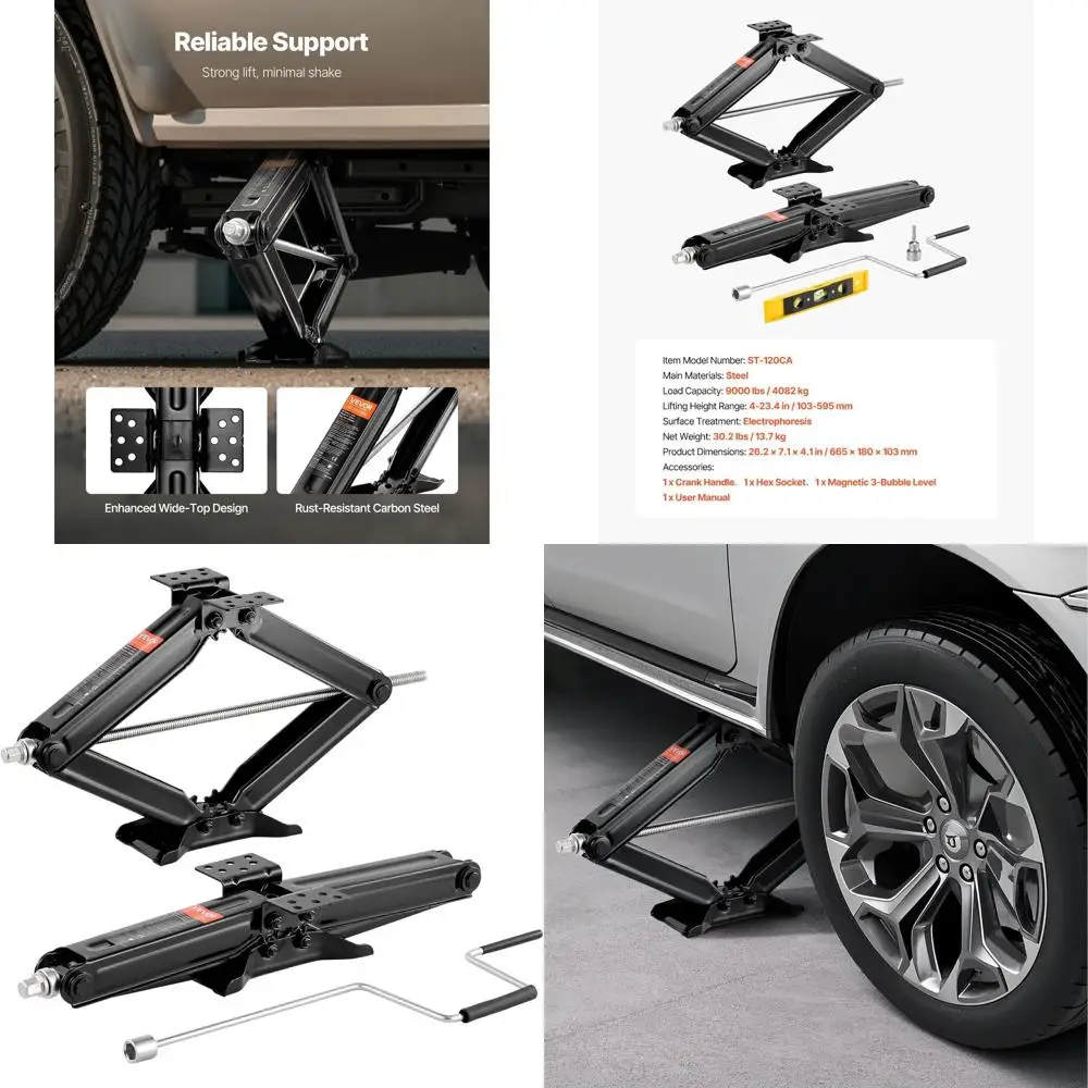 Pair of 9000 lbs Capacity RV Scissor Jacks with Stabilizers, 23.4 Travel, Crank Handle, Socket & Bubble Levels
Pair of 9000 lbs Capacity RV Scissor Jacks with Stabilizers, 23.4 Travel, Crank Handle, Socket & Bubble Levels