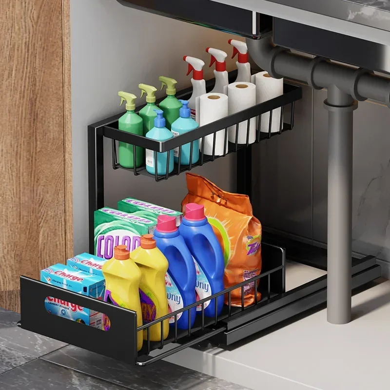 Kitchen lower sink rack pull-out seasoning storage layered pull basket bathroom drawer
Kitchen lower sink rack pull-out seasoning storage layered pull basket bathroom drawer