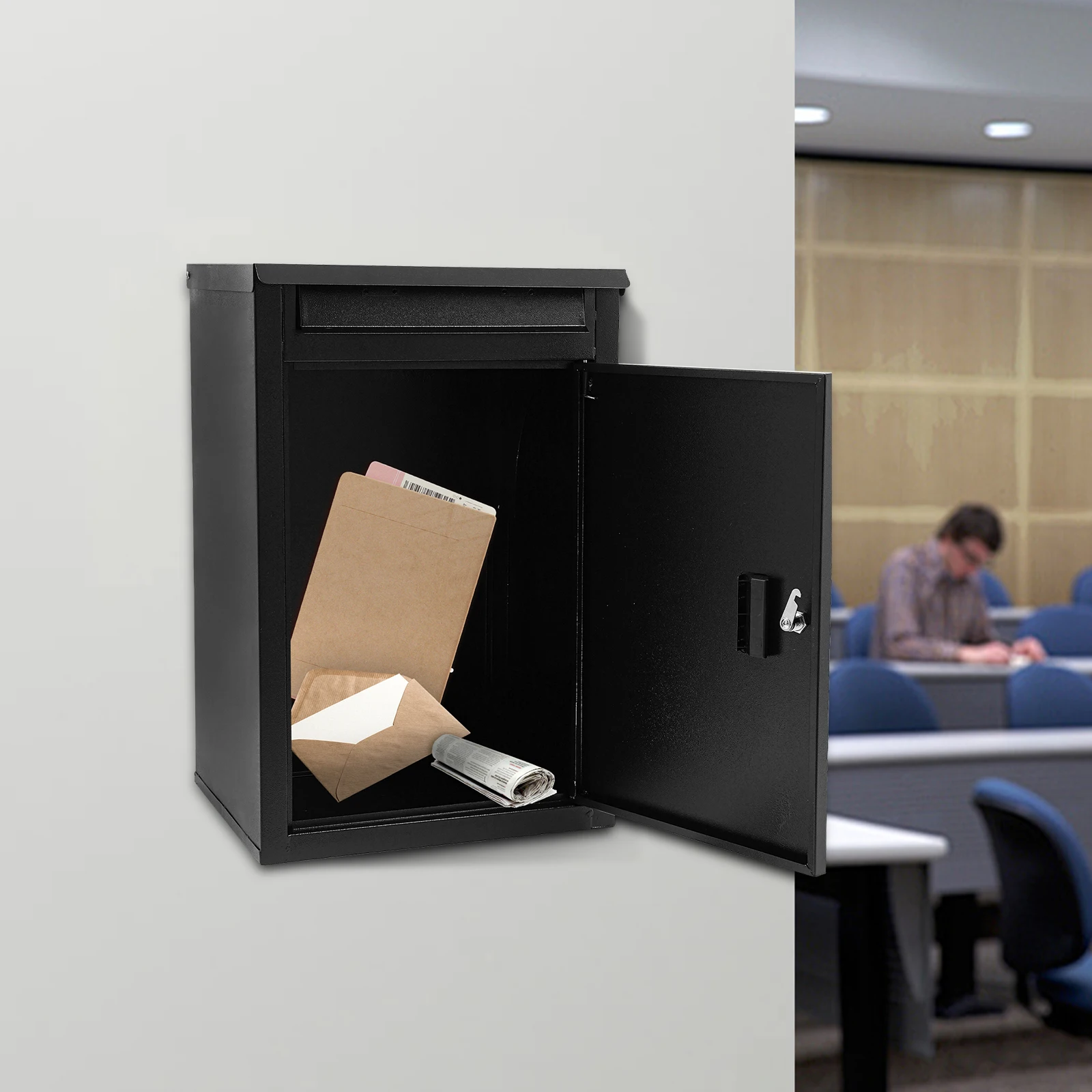 Black Wall-mounted Mailbox 25.4 X 13.8 X 16.5 Inches with Anti-theft Lock Large Capacity Mailbox Used in Families and Companies
Black Wall-mounted Mailbox 25.4 X 13.8 X 16.5 Inches with Anti-theft Lock Large Capacity Mailbox Used in Families and Companies