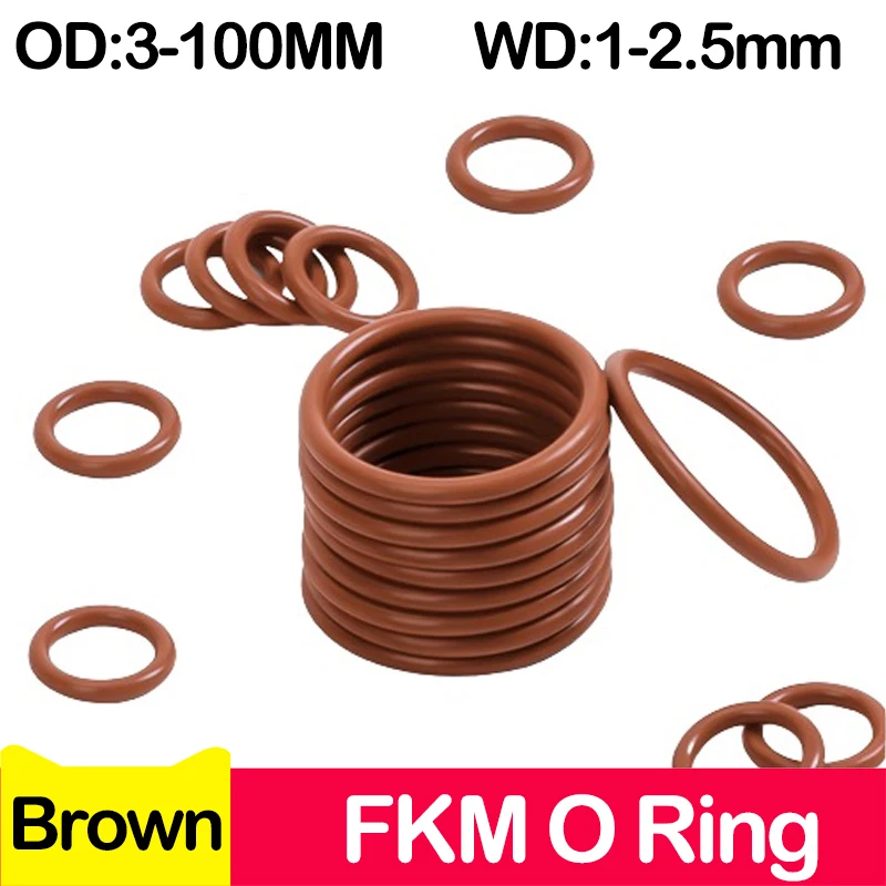Brown FKM O Ring Seal,High temperature and Corrosion Resistance ,Fluorine Rubber O-Rings OD1-300 WD1-2.5mm,Support customization
Brown FKM O Ring Seal,High temperature and Corrosion Resistance ,Fluorine Rubber O-Rings OD1-300 WD1-2.5mm,Support customization