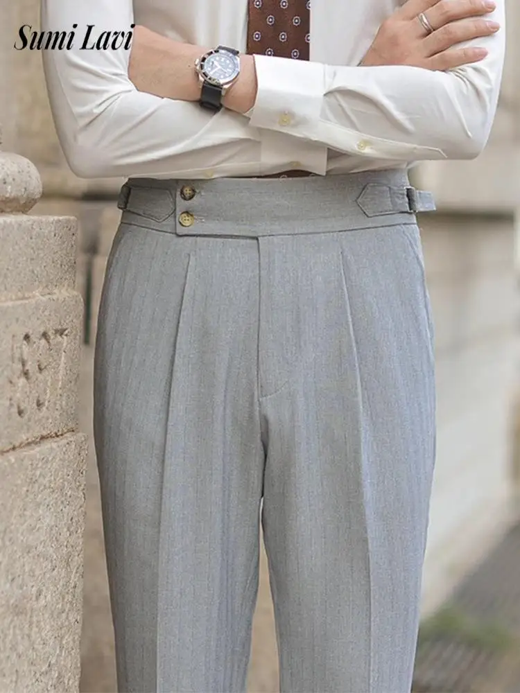 Spring Autumn Outdoor Fashion Men's Trousers Vintage High Waist Belt-up Slim Fit Pants For Mens New Casual Pleated Suit Trousers
Spring Autumn Outdoor Fashion Men's Trousers Vintage High Waist Belt-up Slim Fit Pants For Mens New Casual Pleated Suit Trousers