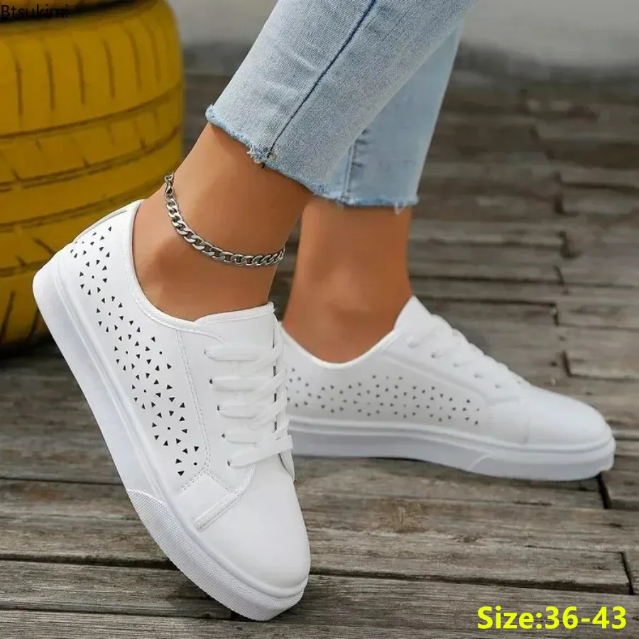 New Summer Women's Cutout Sneakers Lace-up White Shoes Plus Size Female Casual Flat Breathable Sports Ladies Vulcanized Shoes
New Summer Women's Cutout Sneakers Lace-up White Shoes Plus Size Female Casual Flat Breathable Sports Ladies Vulcanized Shoes