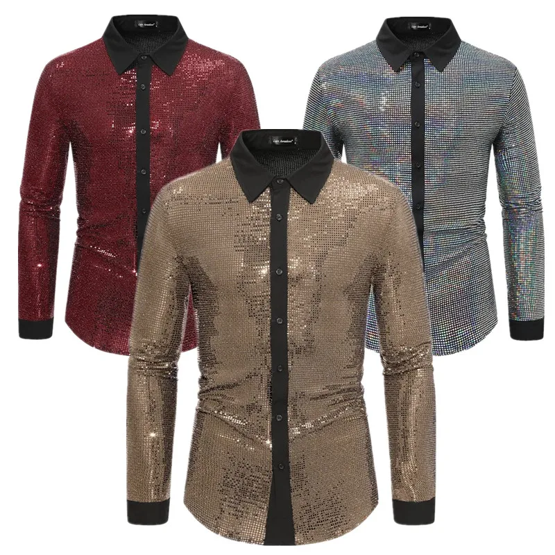 Fashion Men Luxury Bar KTV Stage Party Dress Loose Long Sleeve Shirt Gold / Silver / Red Summer Male High Street Prom Casual Top
Fashion Men Luxury Bar KTV Stage Party Dress Loose Long Sleeve Shirt Gold / Silver / Red Summer Male High Street Prom Casual Top