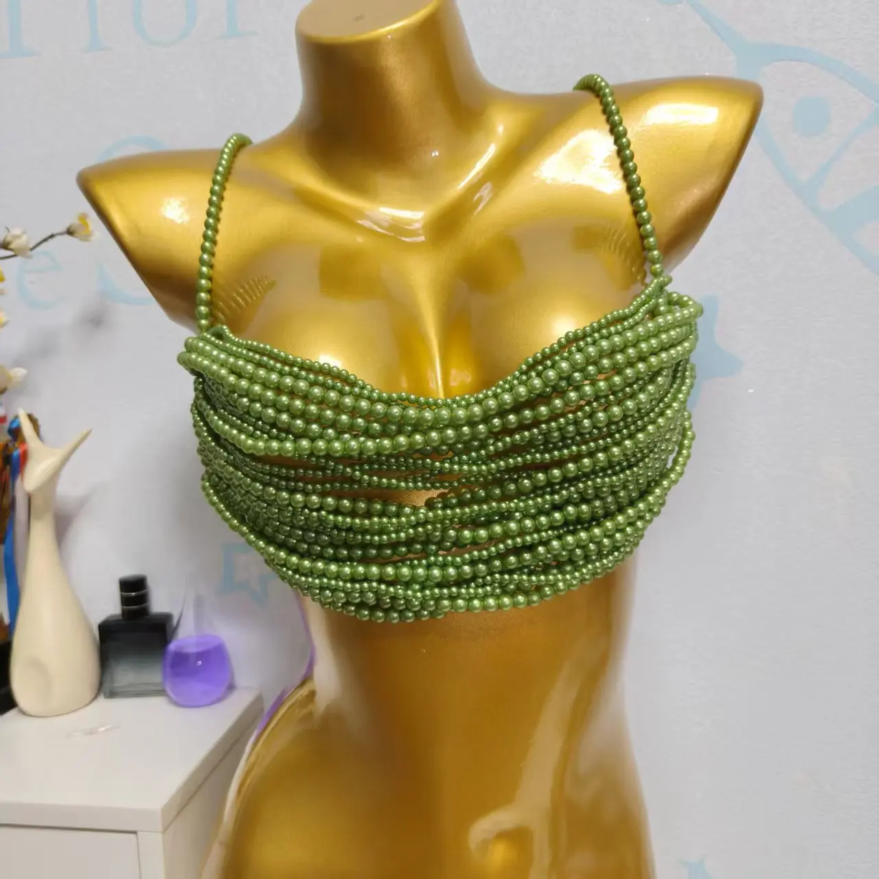 Women's Green Pearl Heavy Industry Body Chain Sexy Strap Vest Top Music Festival Nightclub Hot Girl Bra Chest Accessories
Women's Green Pearl Heavy Industry Body Chain Sexy Strap Vest Top Music Festival Nightclub Hot Girl Bra Chest Accessories