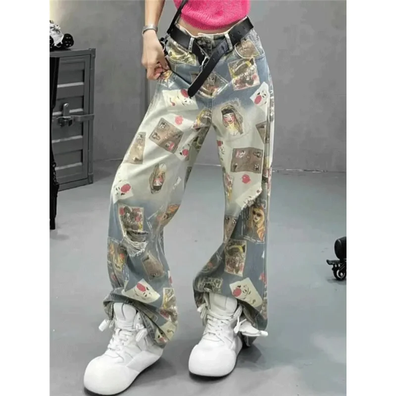 Blue High Waist Women Jeans Feeling Vintage Straight Casual Baggy Streetwear Y2K Printing Wide Leg Female Trouser Denim Pants
Blue High Waist Women Jeans Feeling Vintage Straight Casual Baggy Streetwear Y2K Printing Wide Leg Female Trouser Denim Pants